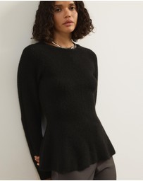 Atmos&Here - Ivy Boat Neck LS Peplum Knit Top