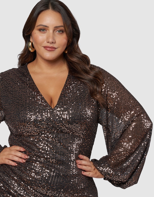 Pink Dusk by Curve Project - Sweet Nothing Sequin Midi Dress