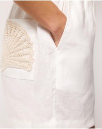 AERE - Mariella Crochet Trim Linen Shorts