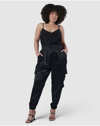 Sunday In The City - Jaded Satin Cargo Pants