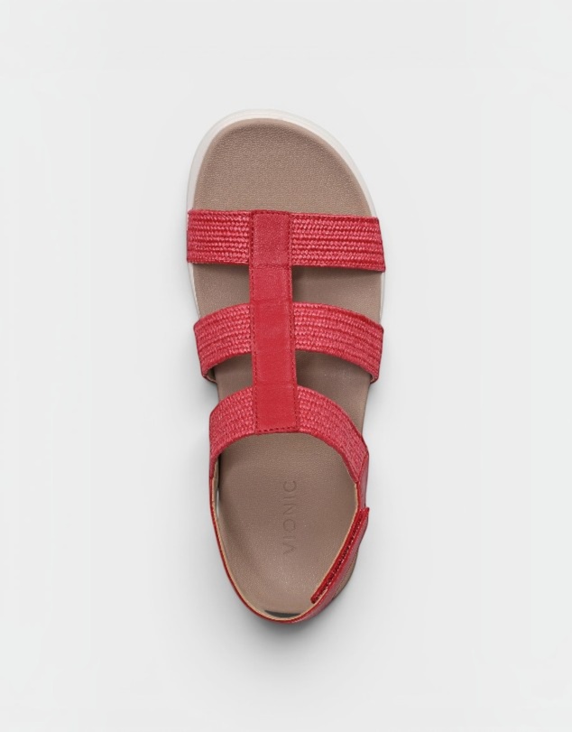 Vionic - Sabrina Flatform Sandal - Varsity Red Leather