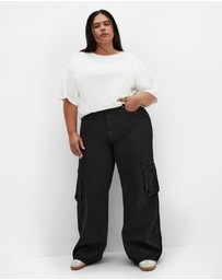City Chic - Plus size Clarence Cargo Denim Pant - black