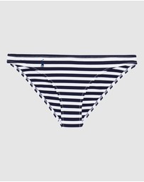 Polo Ralph Lauren - Pique Stripe Devin Low Rise Hipster Bikini Bottom