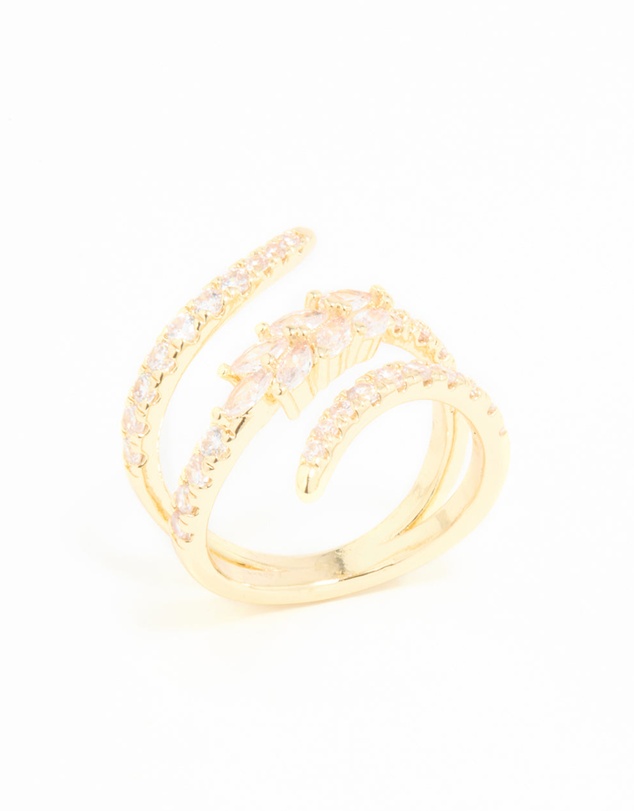 Lovisa - Gold Plated Cubic Zirconia Open Wrap Ring