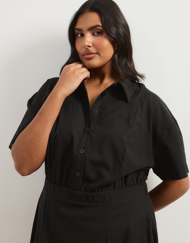Atmos&Here Curvy - Belle Short Sleeve Shirt Maxi Dress
