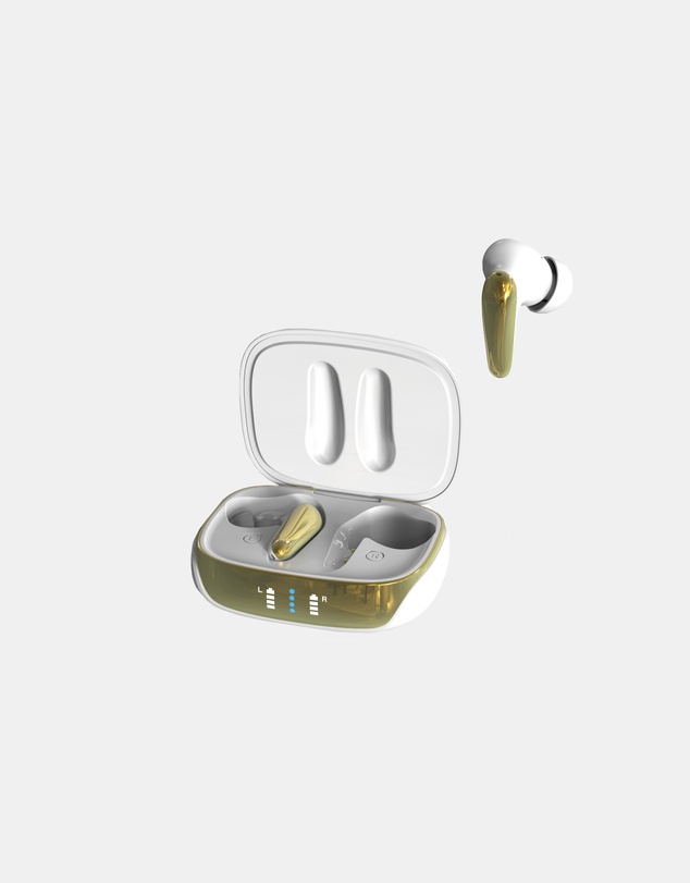 Friendie - AIR Focus ANC Pearl White and Gold Noise Cancelling Earbuds (True Wireless In Ear Headphones)