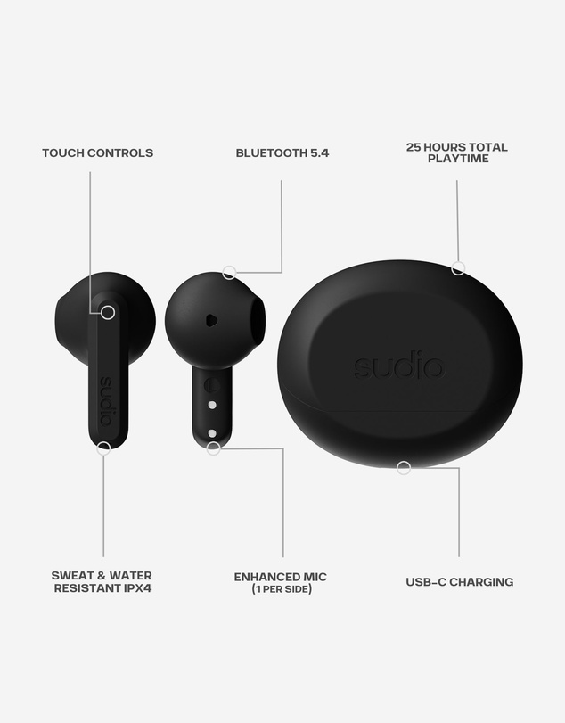 Sudio - A3 - True Wireless 5.4 Bluetooth Headphones/Earbuds