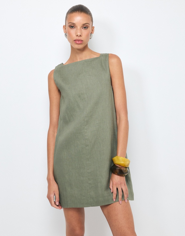 AERE - Siya Panelled Linen Shift Mini Dress
