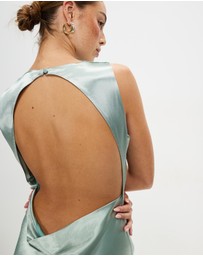 Third Form - Satin Bias Cowl Back Maxi Dress