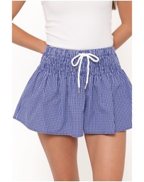 Petal & Pup - Ella Shirred Waist Shorts - Blue Gingham