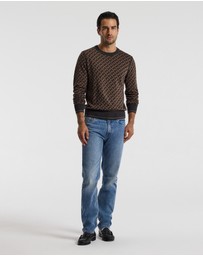 Calibre - Monogram Jacquard Merino Wool Sweater Camel