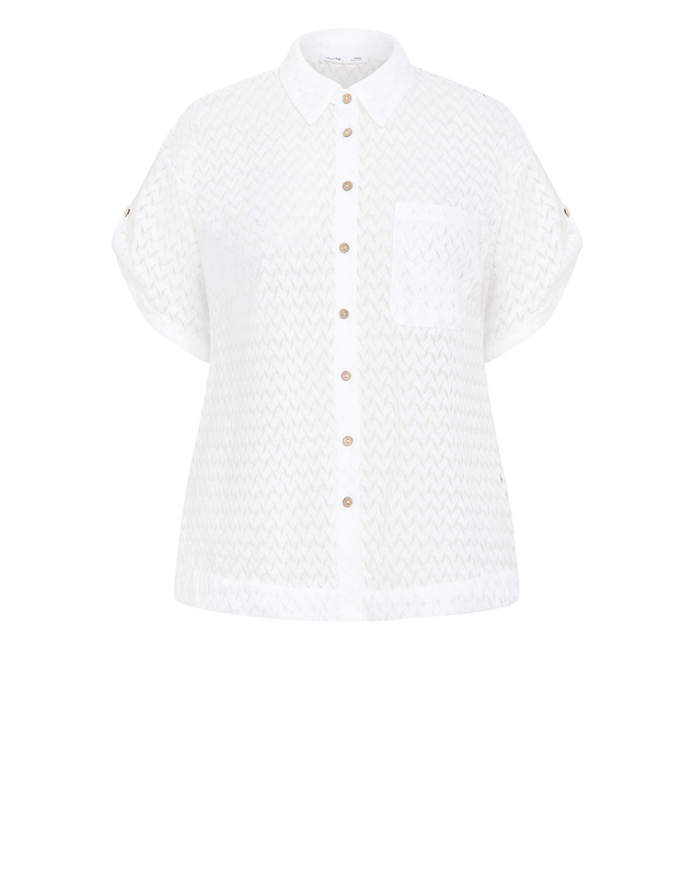 City Chic - Andros Jacquard Knit Shirt - ivory
