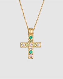 Haze & Glory - ICONIC EXCLUSIVE - Necklace Vivid Gemstone Cross 925 Sterling Silver Gold-Plated