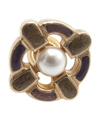 Pre-Loved by Azura Reborn - Pre-Loved Gold Plated Enamel Maltese Cross and Faux Pearl Push Back Earrings