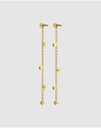 Elli Jewelry - Earrings Ear Hanger Chain Design with Crystals in 925 Sterling Silver Gold Plated