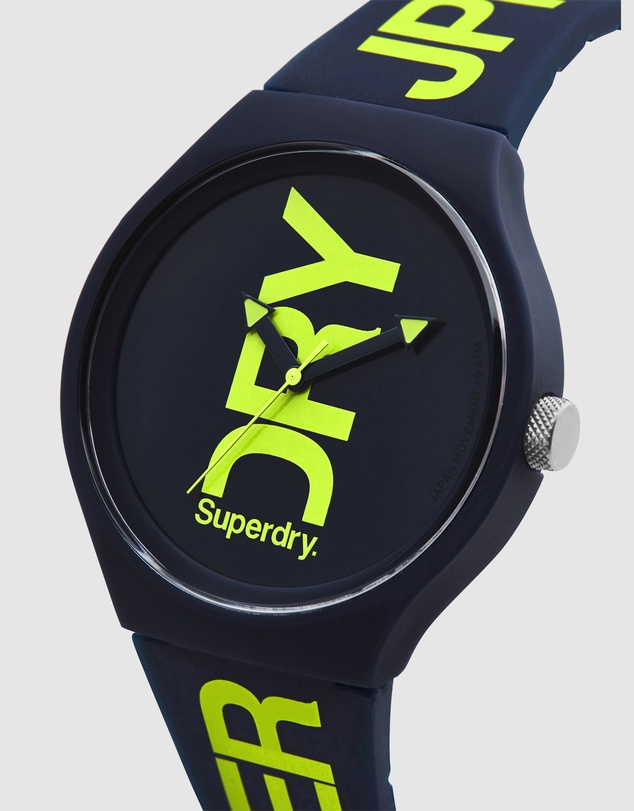 Superdry - Navy Silicone Green Print Watch
