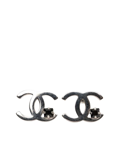 Pre-Loved by Azura Reborn - Pre-Loved Silver Plated CC Rhinestone Push Back Earrings