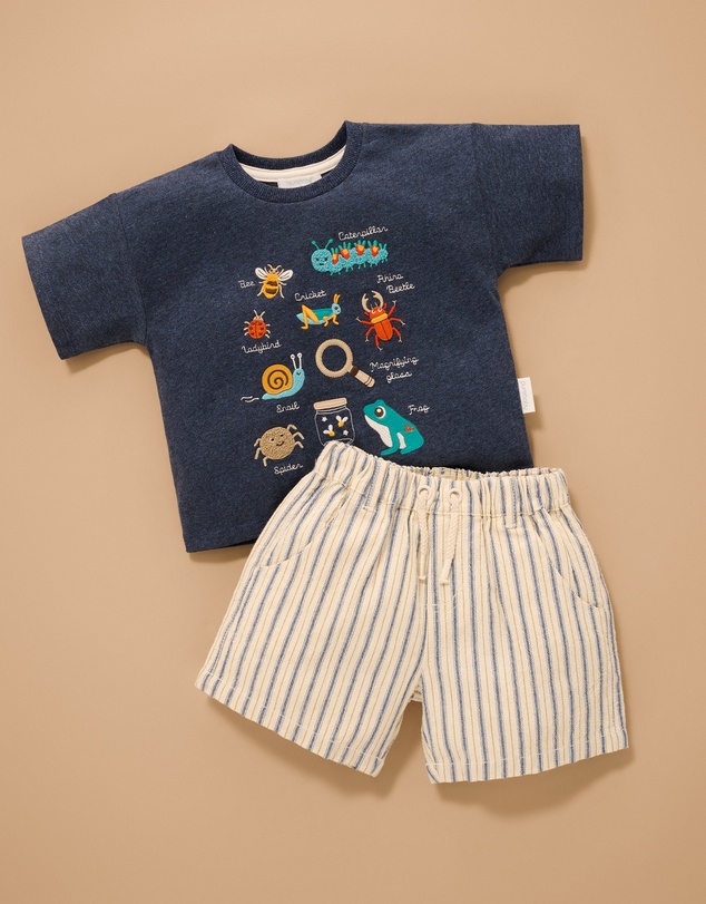 Purebaby - Pull on Striped Short- Kids-Babies