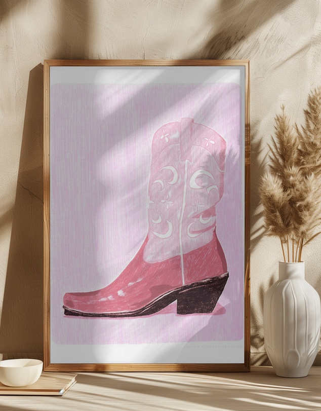 Olive et Oriel - Pac Cowgirl Boot by Jenny Liz Rome Art Print