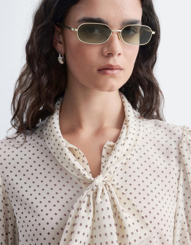 & Other Stories - Printed Tie-Neck Silk Blouse