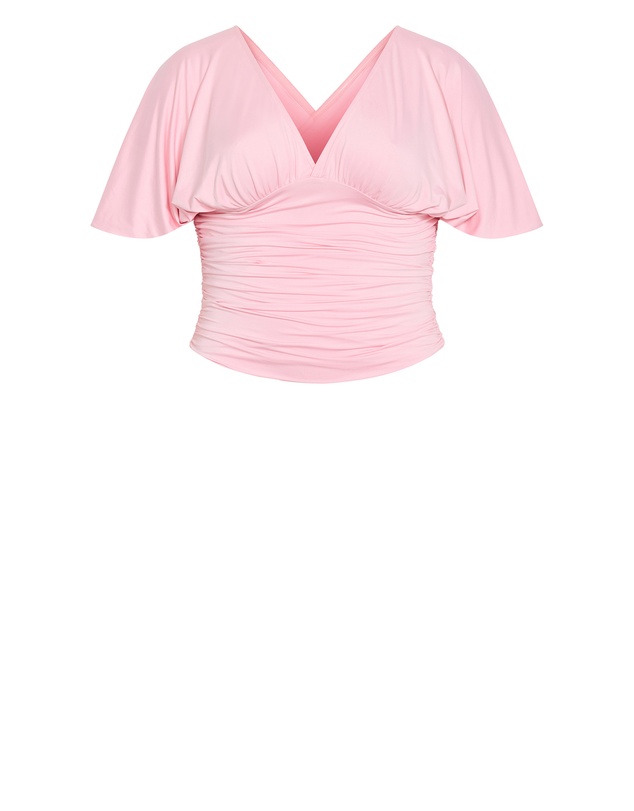 City Chic - Plus size Tilly Ruched Top - soft pink