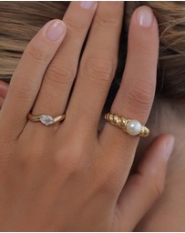 Elli Jewelry - Ring Crystal Oval 925 Sterling Silver Gold-Plated