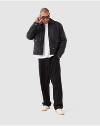 Zanerobe - Faux Leather Aviator Jacket Black