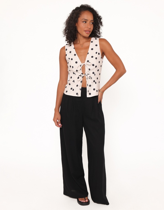 Petal & Pup - Zoie Tie Front Vest - Cream Polka Dot