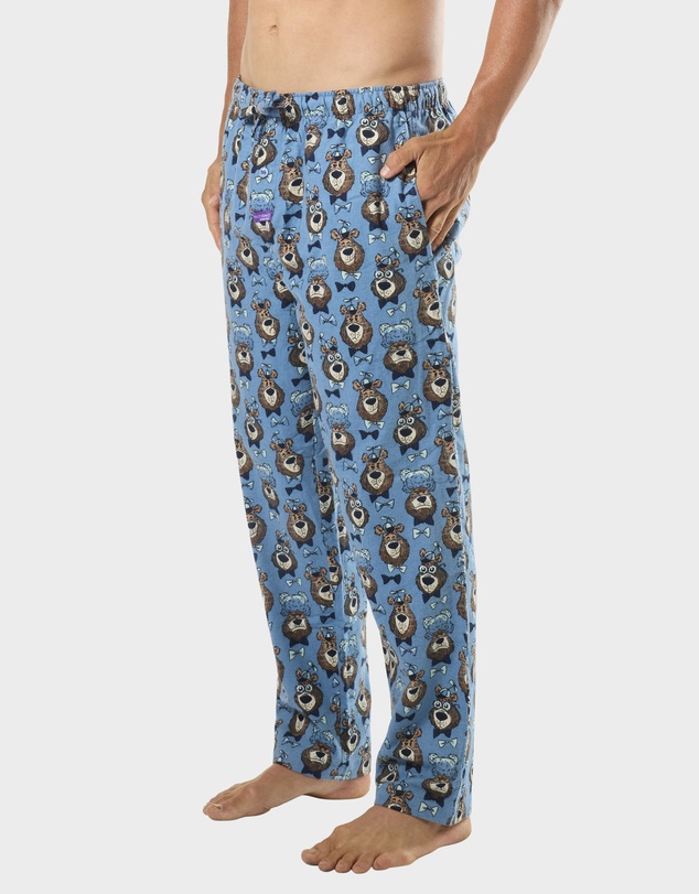 Mitch Dowd - Mens Grizzly Bear Flannel Pyjama Pant - Blue