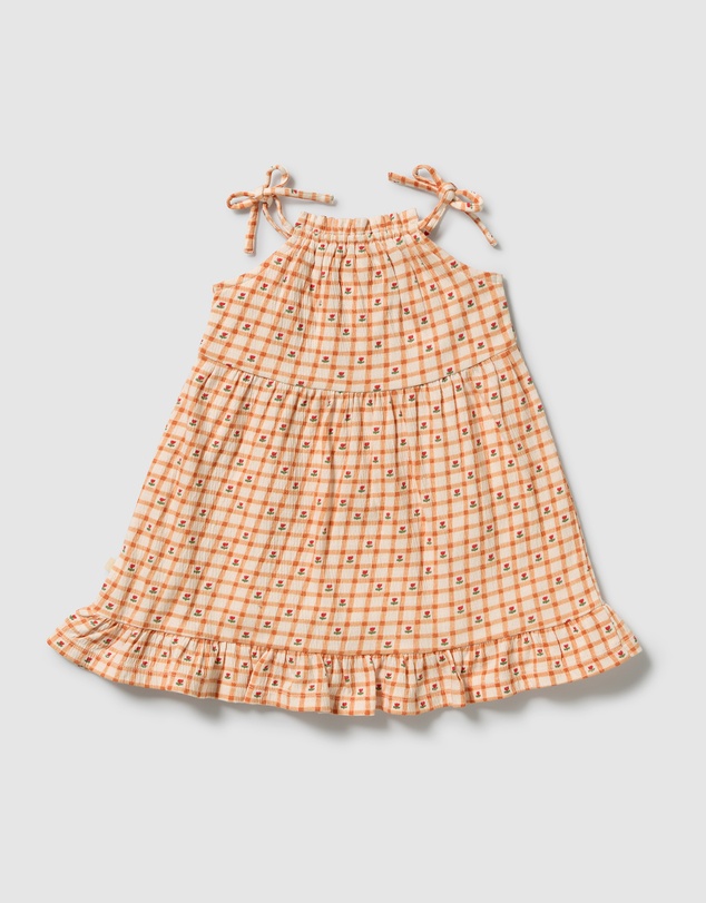 Wilson & Frenchy - Checkerberry Organic Crinkle Ruffle Dress - Babies-Kids