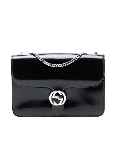 Pre-Loved by Azura Reborn - Pre-Loved Medium Polished Calfskin Dollar Interlocking G Crossbody