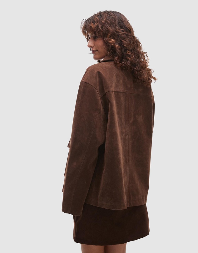 TOPSHOP - Faux Suede Patch Pocket Boxy Jacket