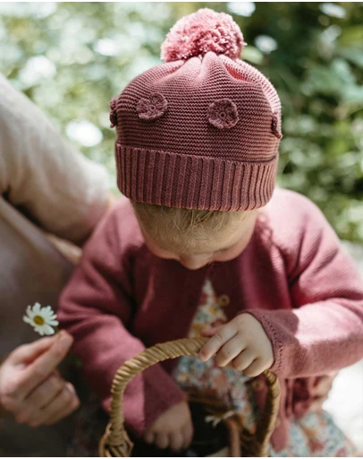 Purebaby - Crochet Flower Beanie -Kids-Babies