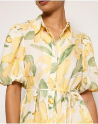 AERE - Amalie Linen Puff Sleeve Shirt Dress
