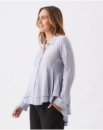Ripe Maternity - Stripe Layered Peplum Shirt