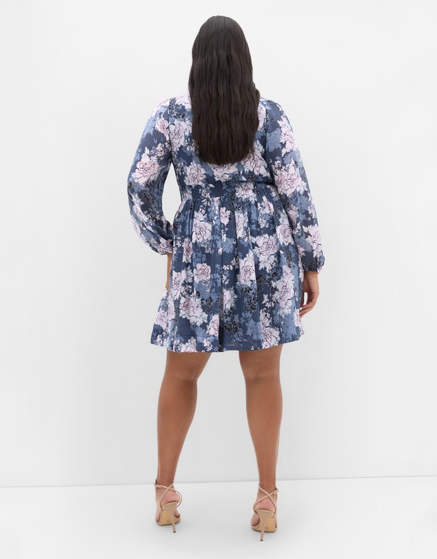City Chic - Silver Blossom Mini Dress