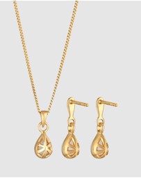 Elli Jewelry - Jewelry Set Drop Pendant Set Ear Hanger with Moonstone in 925 sterling silver gold plated