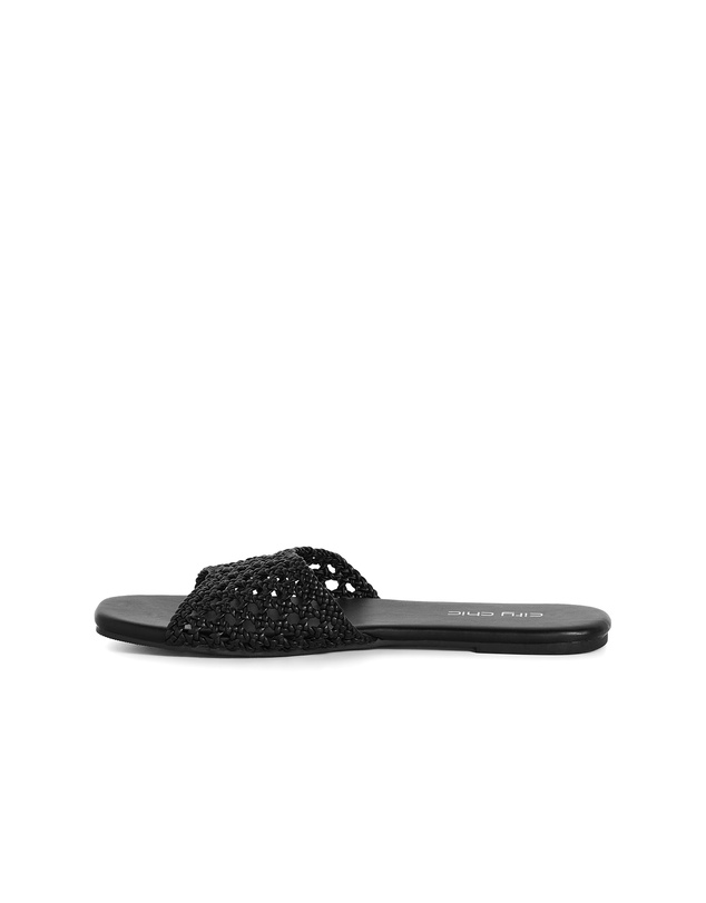 City Chic - Wide Fit Weave Flat Slide