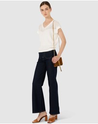 SACHA DRAKE - V Neck Mesh Knit Top