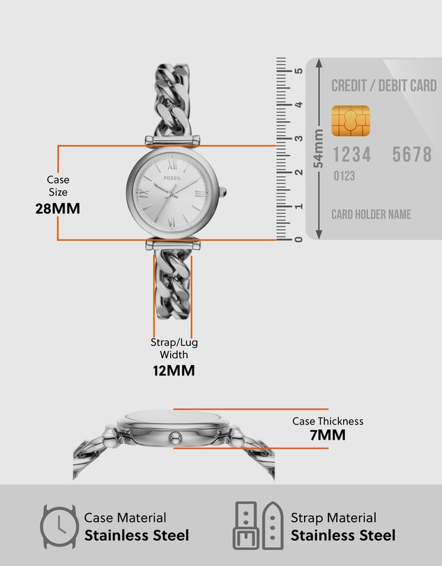 Fossil - Carlie Silver Tone Analogue Watch