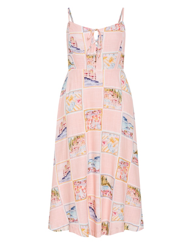City Chic - Billie Postcard Print Maxi Dress
