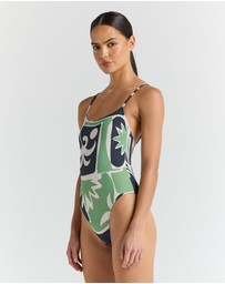Poolside Paradiso - Beachcomber Singlet One Piece Swimsuit - Palm