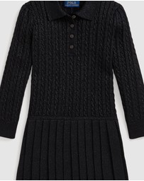 Polo Ralph Lauren - Metallic Mini-Cable Polo Sweater Dress - Kids