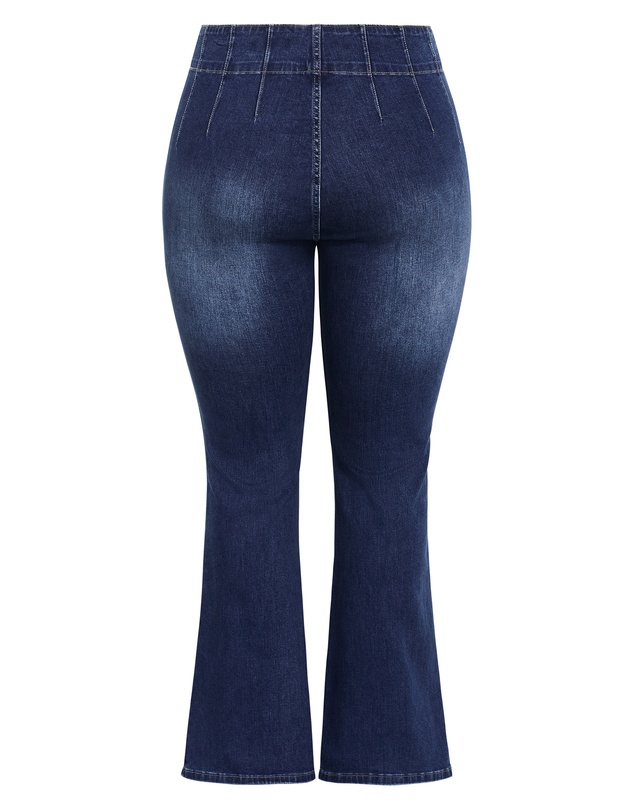 City Chic - Plus size Asha Fit Pin Woodstock Flare Leg Jean - mid wash