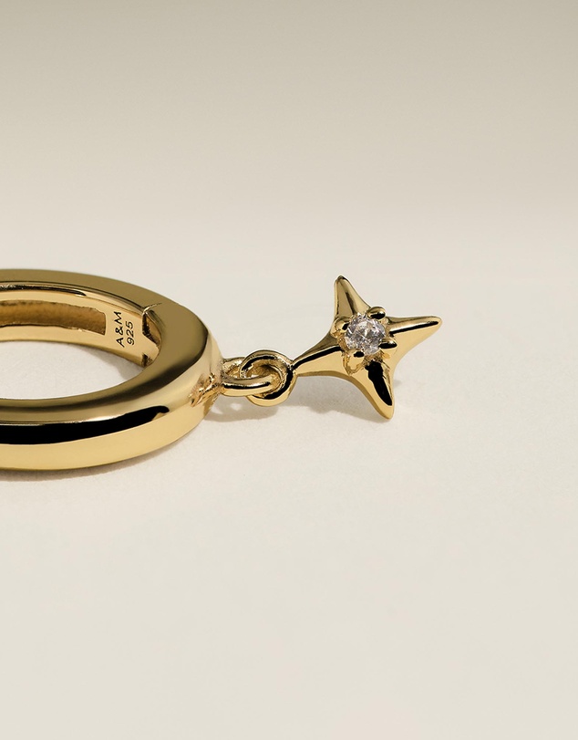 Astrid & Miyu - Cosmic Star Charm 18Ct Huggies