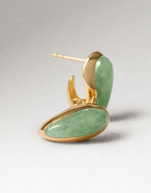 PDPAOLA - Luna Earrings Green Aventurine