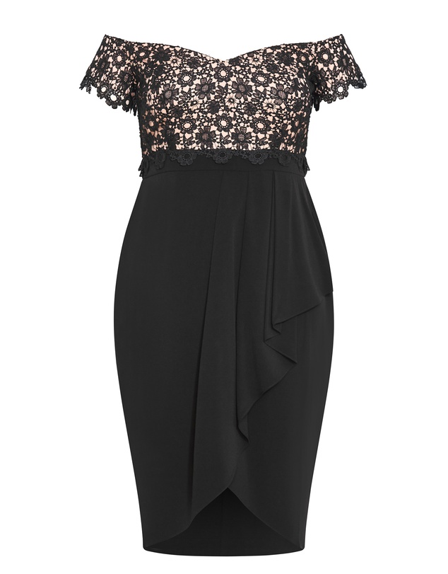 City Chic - Plus sizeLace Glamour Midi Dress - black