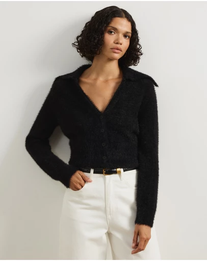 Atmos&Here - Adella V-Neck Polo Cardigan