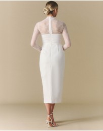 Six Stories - Lace Sleeve Cup Detail Midi Dress