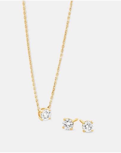 Michael Hill - 0.60 Carat TW Laboratory-Grown Diamond Stud Earrings & Pendant Set in 10kt Yellow Gold